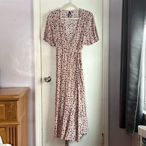 Seraphine Blush Pink Midi Wrap Maternity Dress